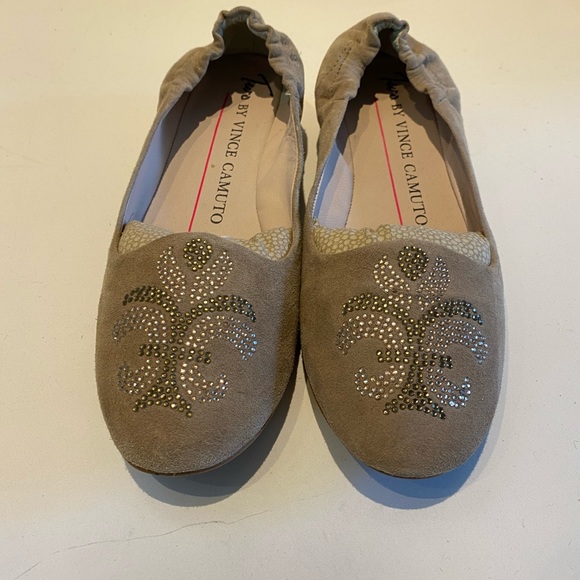 Tan jewelled Vince Camino loafers - Picture 2 of 4